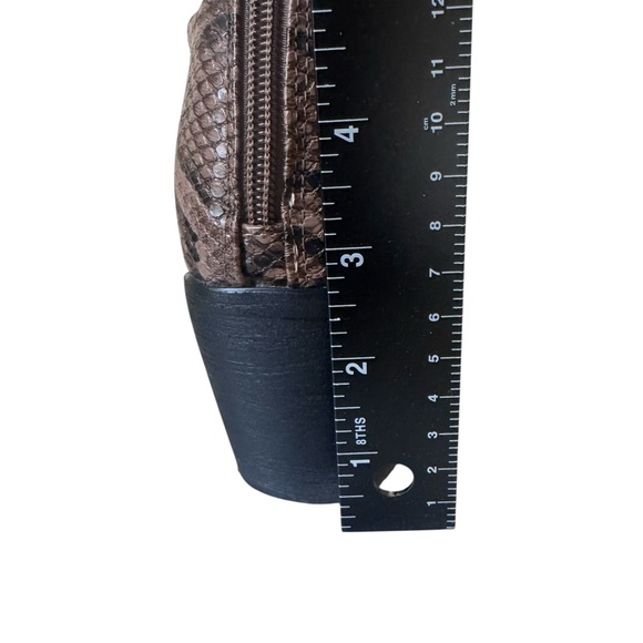 Miss Lola Brown Snake Print Heeled Boots - Picture 6 of 8